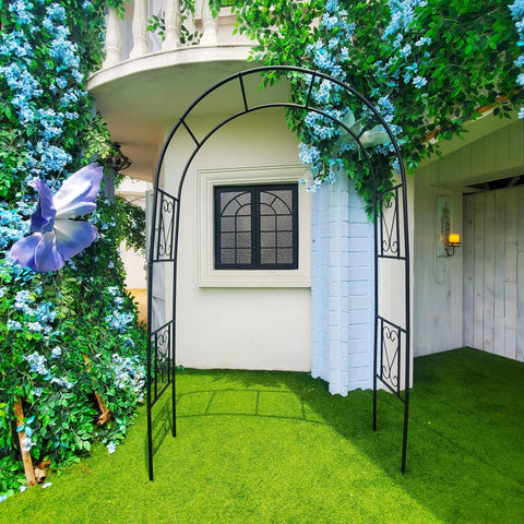 Powder Coated Iron Garden Pergola Arbor Built For Climbing Plants Pro Grade Trellis Archway All Weather Outdoor Backyard Pathway Decor