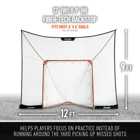 Lacrosse Goal Backstop Net No More Chasing Balls 12 Foot By 9 Foot For Backyard Practice Keeps Balls In Play Built Tough With Weather Resistant Polyester And Easy Setup Fibertech