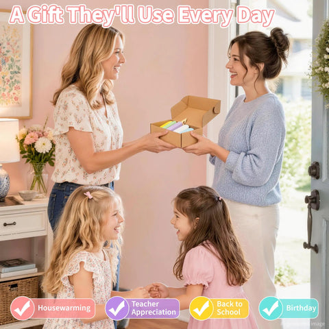 Gotta Love These Sweet Wall Hooks For Backpacks And Kids Rooms Six Pack Dreamy Rainbow Macaron Colors, women exchanging a gift box.