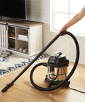 Heavy Duty Wet Dry Vacuum Cleaner For Home, Garage, Or Job Site Use, 4 Gallon Stainless Steel Tank, 3 HP Power in living room