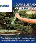 Person using Gulp Pro Syringe Siphon Water Pump With 24 Inch Length And 17 Inch Discharge Tube near a garden feature