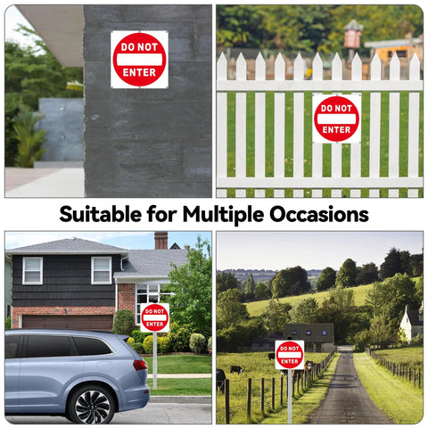 Two Pack Do Not Enter Sign 12x12 Inches Aluminum Reflective No Entry Metal Signage Weather Resistant Easy To Install White And Red Safety Sign for wall and fence