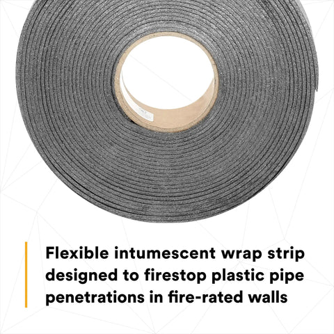 Graphite Based Intumescent Fire Barrier Wrap Strip 2 Inch By 40 Foot Flexible Firestop For Plastic Pipe Penetrations In Fire Rated Walls And Floors Tested Up To 3 Hours Per ASTM E814 UL1479 Budget Friendly One Roll