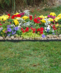 Colorful flower garden with Tall Wall No Dig Landscape Edging Kit For Diy Gardens, Quick Install, Flexible Recycled Plastic Edging