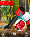 Cordless Leaf Blower With 2x 4.0Ah Batteries And Charger, 650 CFM 160 MPH Turbo Power, used in autumn leaf cleanup