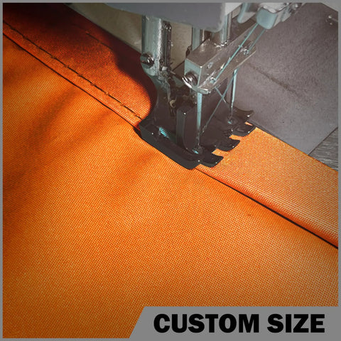 Sewing process of Orange Triangle 16 Ft By 16 Ft By 16 Ft Waterproof Sun Shade Sail For Backyard Patio Deck Balcony Pergola Garden Weatherproof Canopy Awning Blocks 95 Percent Of UV And Rain 220GSM PU Coated Fabric