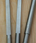 Three full-size woodturning carbide tools (Rougher, Detailer, Finisher) with foam-grip handles, stainless steel