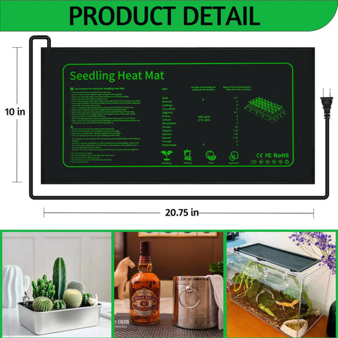 Seedling Heat Mat For Seed Starting 10 By 20.75 Inch Waterproof Heating Pad For Indoor Plants Germination 2 Pack Hot Start For Fast Even Germination