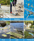 Beast Of A 31 Inch Heavy Duty Landscape And Pond Rake in use at dock, shoreline, swimming area, pond, lake, and fishing spot.