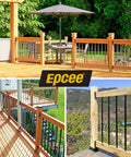 Rugged ADC 12 Aluminum Deck Railing Bracket Set For Two By Four Posts To Handrail shown on wooden decks outdoors.