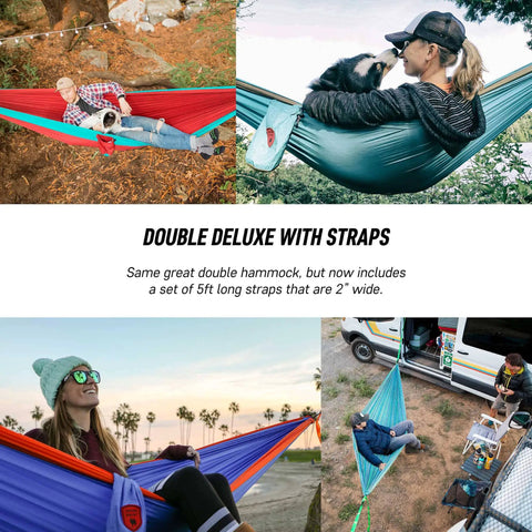 Double Deluxe Hammock 11 Ft Long, 500 Lb Capacity, Ultra Light Packable Ripstop Nylon For Hiking, Camping, And Travel