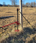 Beefy 48 Inch Ratcheting Off Road Utility Farm Jack, 3 Ton Capacity, Red Finish used for lifting in a farm field