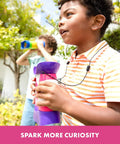 Child using Pink Kidnoculars Lightweight Kids Binoculars For Outdoor Adventures For Ages Four To Eight Screen Free Bird Watching Gear