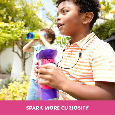Child using Pink Kidnoculars Lightweight Kids Binoculars For Outdoor Adventures For Ages Four To Eight Screen Free Bird Watching Gear