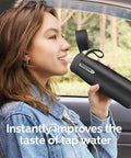 Woman drinking from Stainless Steel Water Bottle With Filter That Delivers Fresher Tasting Water On The Go GoZero Everyday BPA Free