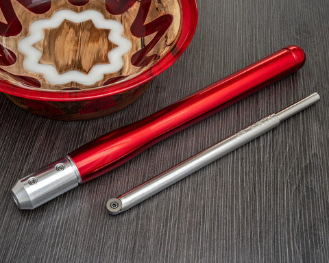 Woodturning carbide turning tools set, red 9-inch handle and silver shaft, two of three tools shown