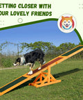 71 Inch Wooden Dog Agility Seesaw Teeter for Backyard Training, fir wood with non-slip surface, medium dog balancing outdoors