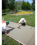 Workers using Finishing Trowel 20 By 5 Inch High Carbon Steel Blade With Curved Durasoft Handle And Xtralite Aluminum Mounting on concrete