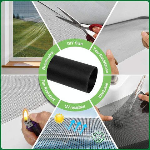 Heavy Duty Scratch Shield Window Screen Mesh 36 By 84 Inch for patio, showing DIY features and material durability.
