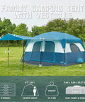 8 Person Family Camping Tent With Porch And Two Room Cabin Weather Resistant Outdoor Tent With Rainfly Easy Setup Standing 80 Inch Height