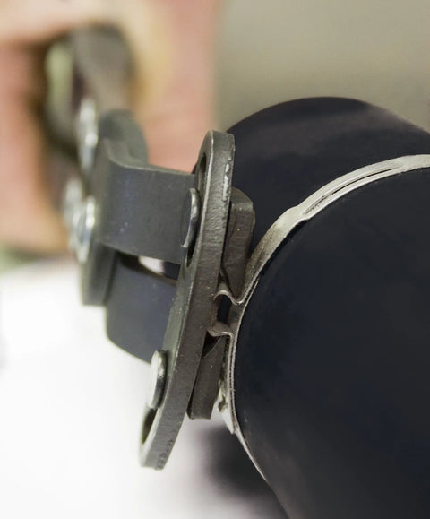 Offset Boot Clamp Pliers For Tight Spaces crimping ear-type clamps in confined automotive space with side-acting head.