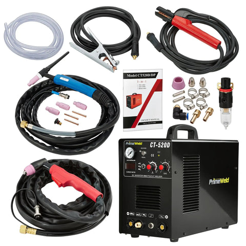 3-In-1 50 Amp Plasma Cutter, 200 Amp TIG Welder And 200 Amp Stick Welder CT-520D with accessories