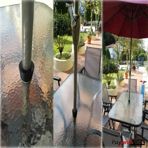 Wind Resistant Patio Umbrella Cone Wedge Shim twists to fit for patio table hole or umbrella base, securing pole in windy outdoor.
