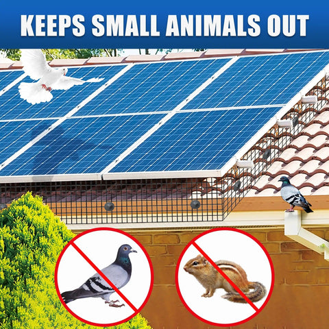 Solar Panel Bird Mesh Guard 6 Inch By 50 Foot Black PVC Coated Steel Netting Keeps Birds And Critters From Nesting Under Panels