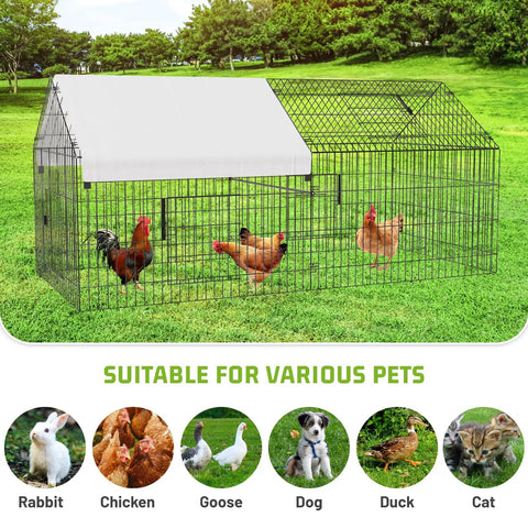 Durable Metal Chicken Coop 86 By 40 By 40 Inch With Waterproof Cover Walk In Poultry Cage Outdoor Backyard Farm Enclosure