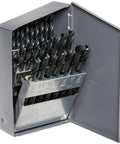 High Speed Steel Drill Bit Set 26 Piece Jobber Length A To Z With Black Oxide Finish in Metal Case