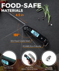 Ultra Fast Pro Grade Meat Thermometer With Thermocouple Sensor Instant Read In Under 1 Second And Half Degree Fahrenheit Accuracy Waterproof Digital Kitchen Thermometer For Cooking BBQ Grilling And Smoking Gift For Him Dad Birthday in use with food-safe materials shown