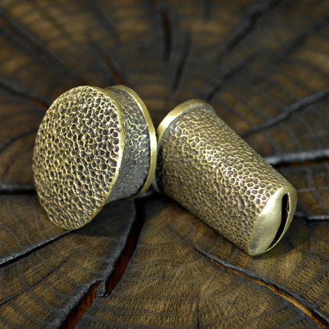 Close-up of hand-cast bronze finger guard and pommel from Finger Guard Bolster And Pommel Knife Making Set Hand Cast Bronze Dirk 1