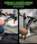 Using Compact Tube Bender Kit With Reverse Bending Attachment For 1/4 To 7/8 Inch Tubing And Pipe, Black, Easy Setup in action.