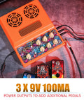 Rechargeable Tiny 20W Guitar Amp For Desktop Practice With Distortion Delay Aux In And Headphone Jack Stereo 2x10W 4 Ohm Speakers Portable CA100G with pedal outputs.