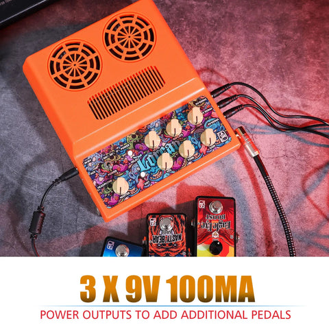 Rechargeable Tiny 20W Guitar Amp For Desktop Practice With Distortion Delay Aux In And Headphone Jack Stereo 2x10W 4 Ohm Speakers Portable CA100G with pedal outputs.