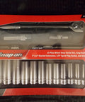 Packaged image of Three Eighth Inch Drive 6 Point Socket Set, 17 Piece General Maintenance Kit, Nickel Chrome, Snap-on branding visible