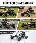 Gas Powered Go Kart For Adults With 212cc Mid Mounted Engine Off Road Ready Beast shown on various terrains and surfaces.