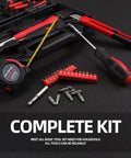 Must Have Essential Home Tool Set Kit With Storage Case For Quick DIY Fixes, including screwdrivers and tape measure