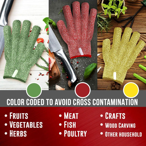 EN388 Level 5 Cut Resistant Kitchen Gloves For Meat Veggies And Wood Carving Food Grade Safety Gloves in three colors