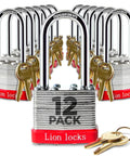 Keyed Alike 12 Pack Padlocks With 2 Inch Shackle 24 Keys Included Outdoor And Indoor Use Hardened Steel Case Pick Resistant Brass Pin Cylinder