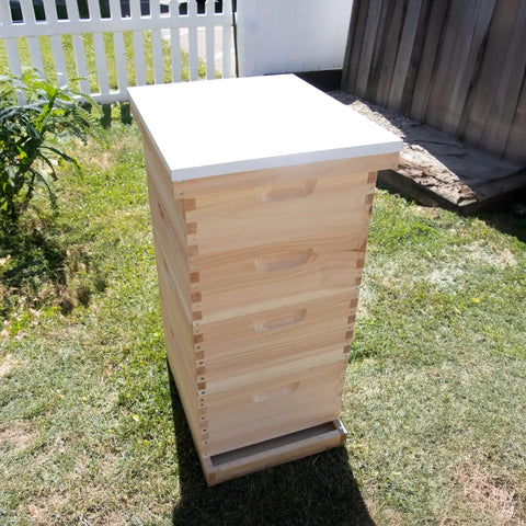 Telescoping Beehive Cover For 10 Frame Honeybee Hives Fully Assembled Amish Made In USA With Metal Top And Pine Interior White Finish
