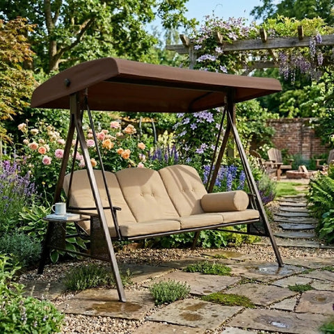 Heavy Duty RipLock 350 Replacement Canopy Top Cover For Abba Patio 3 Person Swing APSW09T Nutmeg Custom Fit Weatherproof