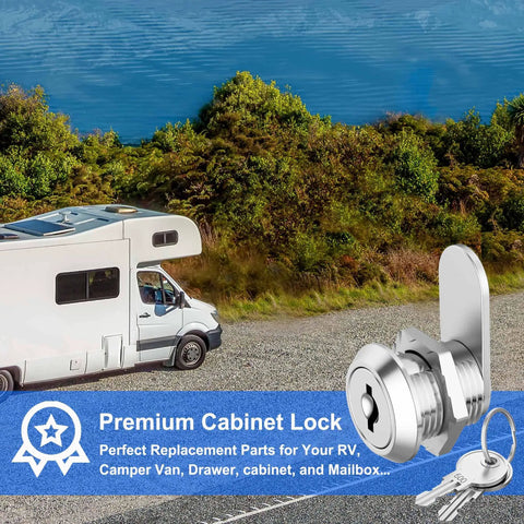 5 Pack Keyed Alike Cabinet Locks With Keys Five Eighth Inch Upgraded Thickened Cylinders Ten Keys To Open All Locks Same Key System RV