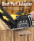 Mini Cordless Circular Saw With Brushless Motor, 3 Inch Blades, depicted with removable dust cover and attachable vacuum hose.