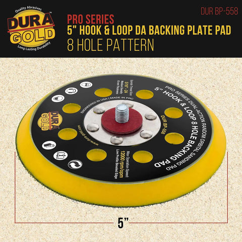 5 Inch Hook And Loop Dual Action DA Backing Plate Pad With 8 Hole Dustless Pattern and low profile edge