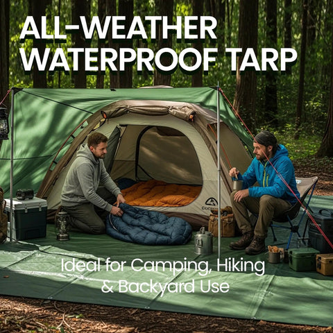12 By 16 Foot Heavy Duty Waterproof Camping Tarp With 5 Mil Thickness And Grommets Green All Purpose Outdoor Tarp Cover in forest