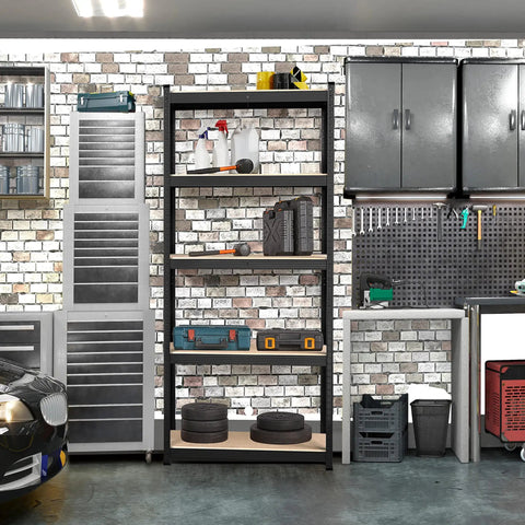 Rock Solid Heavy Duty Steel Storage Rack Two Pack Adjustable Five Tier Shelving Legit Garage Organizer Durable Construction For Basement Warehouse Shed Black Frame Scratch Resistant And No Sweat Setup