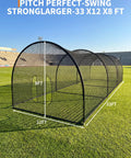 33 Feet Batting Cage With Frame And Net For Baseball Softball And Golf Practice In Backyard Or Field Full Enclosure For Safe Hitting And Pitching Drills