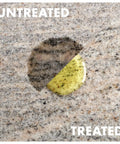 Comparison of untreated and treated stone surfaces with Bulletproof Sealer For Stone And Grout Extra Strength Interior Stain Protector.