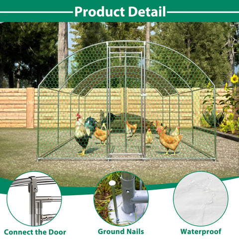 Sturdy Walk In Chicken Coop Run With Waterproof Cover And Lockable Door Beefy Heavy Duty Galvanized Steel Frame in garden setting